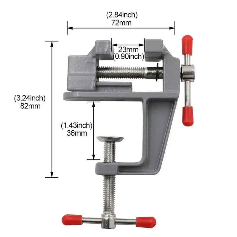 Aluminum Mini Bench Vise Clamp – 360° Rotating Jewelry & Hobby Clamp-On Table Vice, Portable
