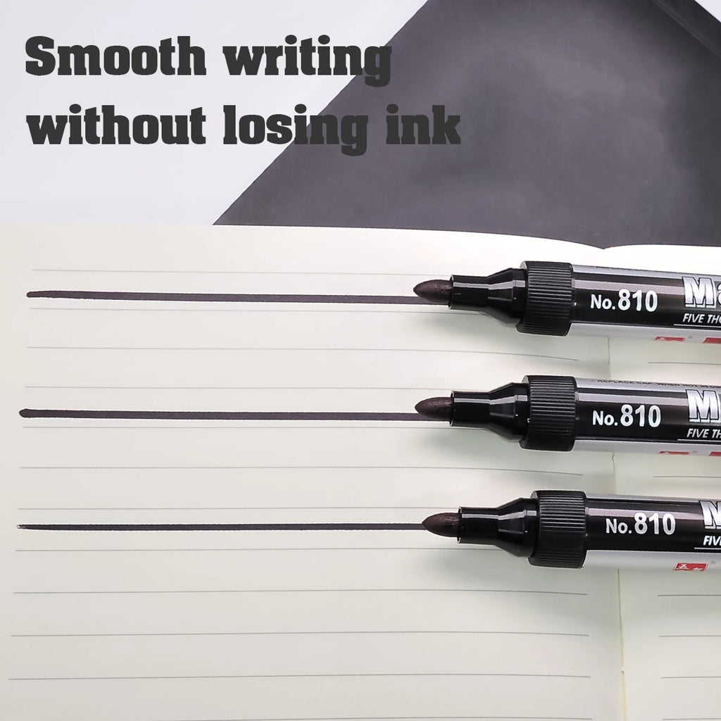 Permanent Oil-Based Marker 2.0mm (0.08 in) Black Ink Waterproof Quick-Dry Multi-Surface, 2/5/10-Pack