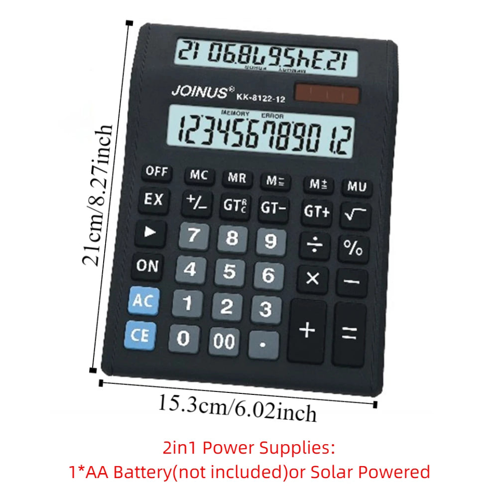 Solar Dual-Screen Desktop Calculator - Large Screen Financial Calculator, Solar + AA Battery Powered (8.27 x 6.02 x 1.38 in / 21 x 15.3 x 3.5 cm)
