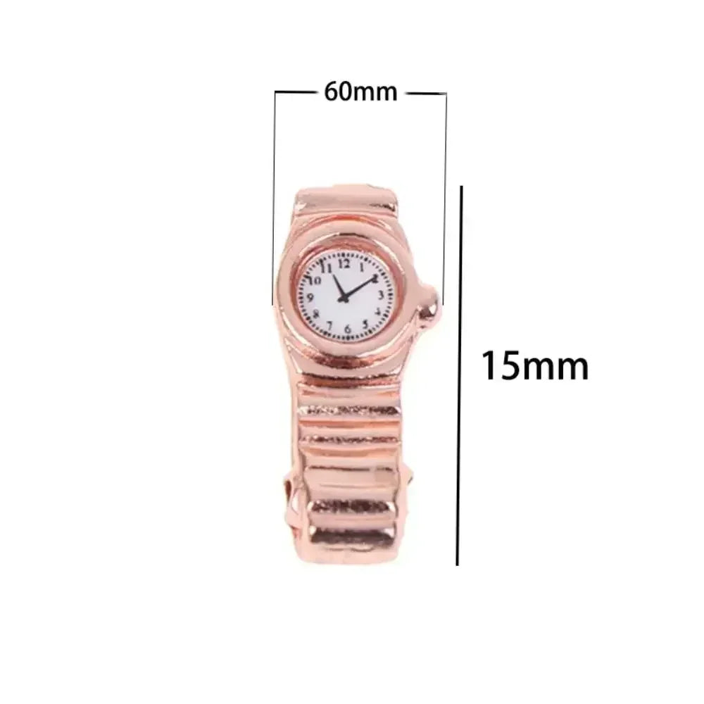 1:12 Scale Miniature Metal Wrist Watch for Dollhouse - 1.5 x 0.6 cm (0.59 x 0.24 in) Doll Accessory, Pretend Play