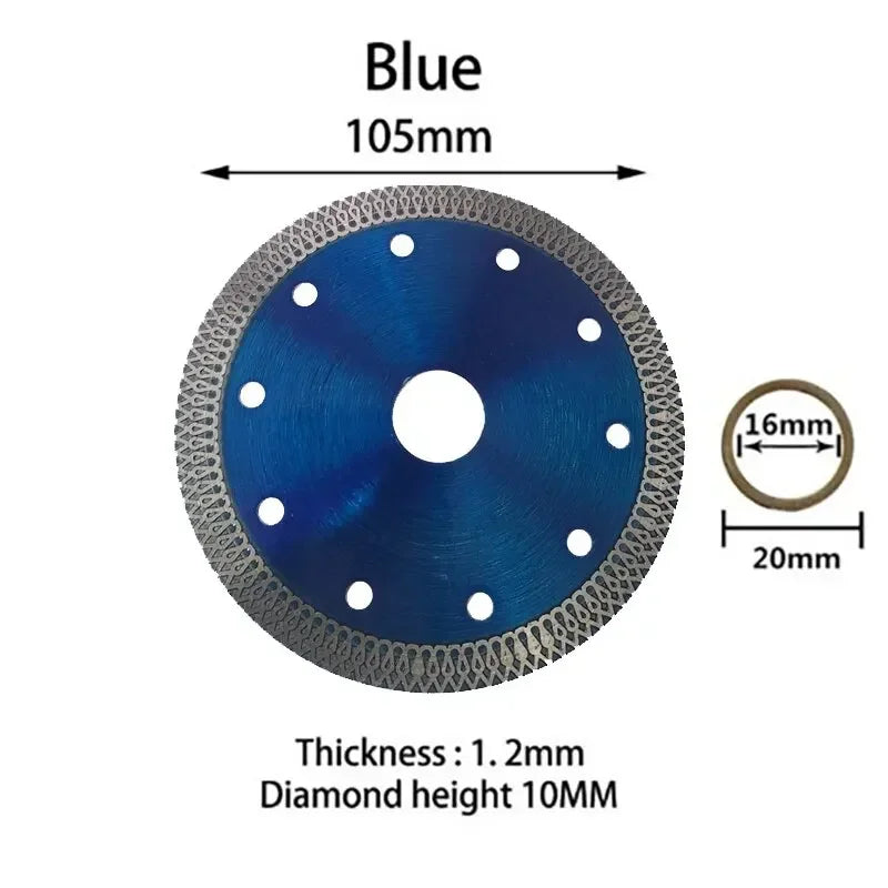 Turbo Diamond Saw Blade 105/115/125 mm (4-1/8, 4-1/2, 5 in) for Granite Marble Porcelain Tile - Angle Grinder Cutting Disc