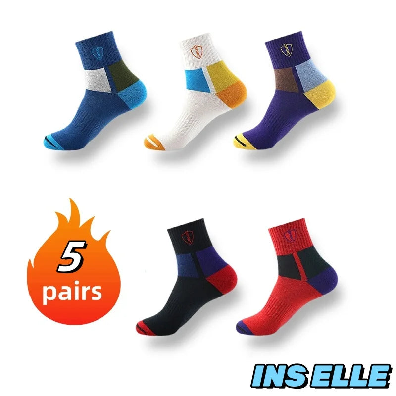 Men's Breathable Sports Crew Socks, 3/5/10 Pairs, Polyester-Cotton Anti-Odor Sweat-Absorbent