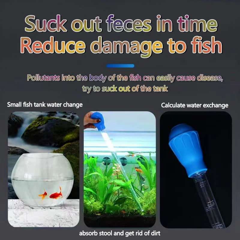 Extendable Aquarium Siphon & Pipette Cleaner - Fish Tank Vacuum Water Changer, Silicone Plastic, 11.4 in (29 cm) & 18.1 in (46 cm)