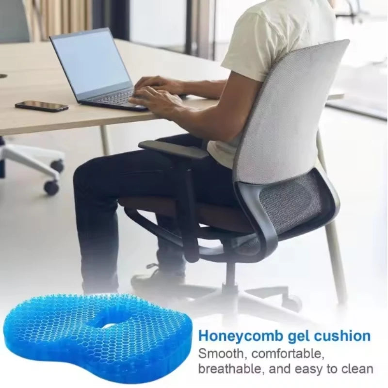 U-Shaped Gel Seat Cushion – Ergonomic Cooling Gel & Latex Foam Coccyx Cushion for Office, Car & Home