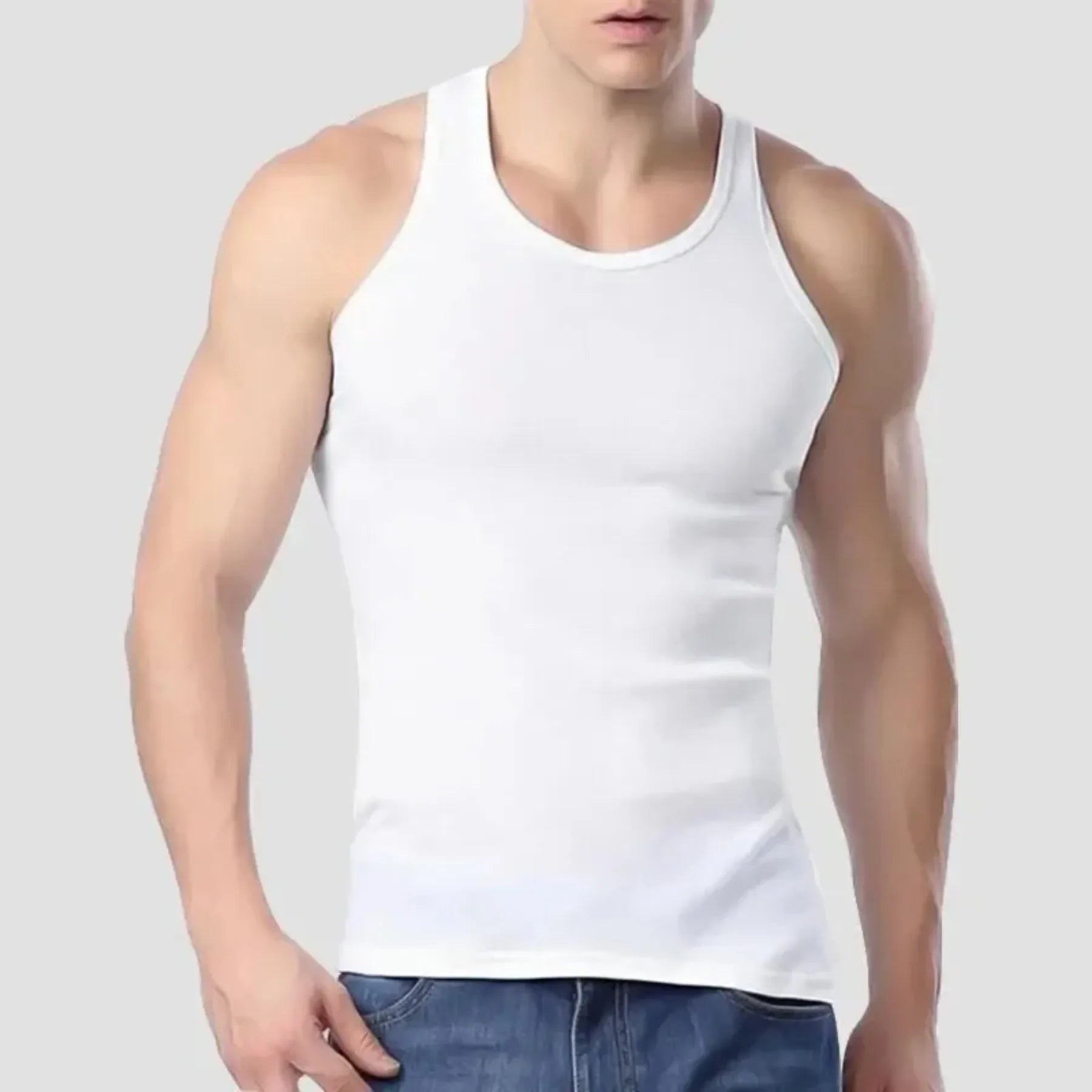 Men's Lightweight Cotton-Blend Tank Top – Breathable Quick-Dry Athletic Vest for Summer, Casual & Sleepwear