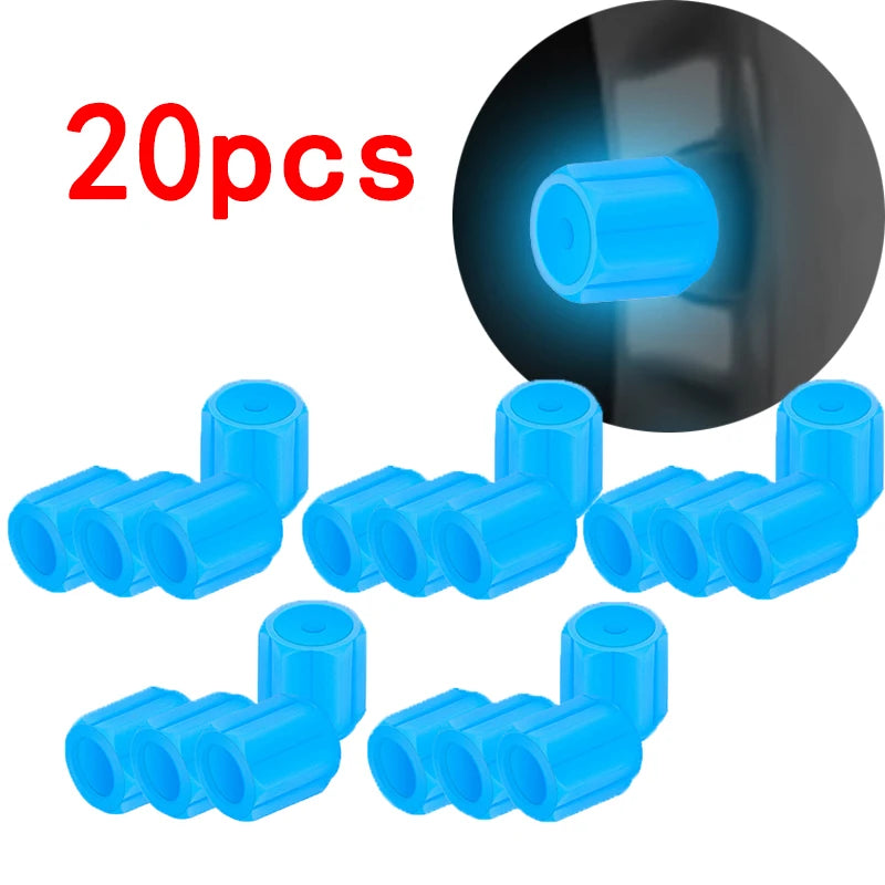 Luminous Tire Valve Caps - 6-Color LED Glowing Wheel Valve Caps for Car & Motorcycle (4/8/20-Pack)
