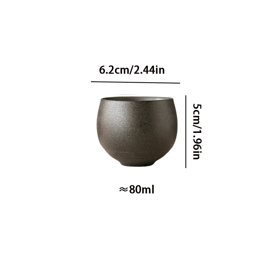 Japanese-Style Handmade Rough Pottery Tea Cup Ceramic Kung Fu Single Cup Antique Style Gift
