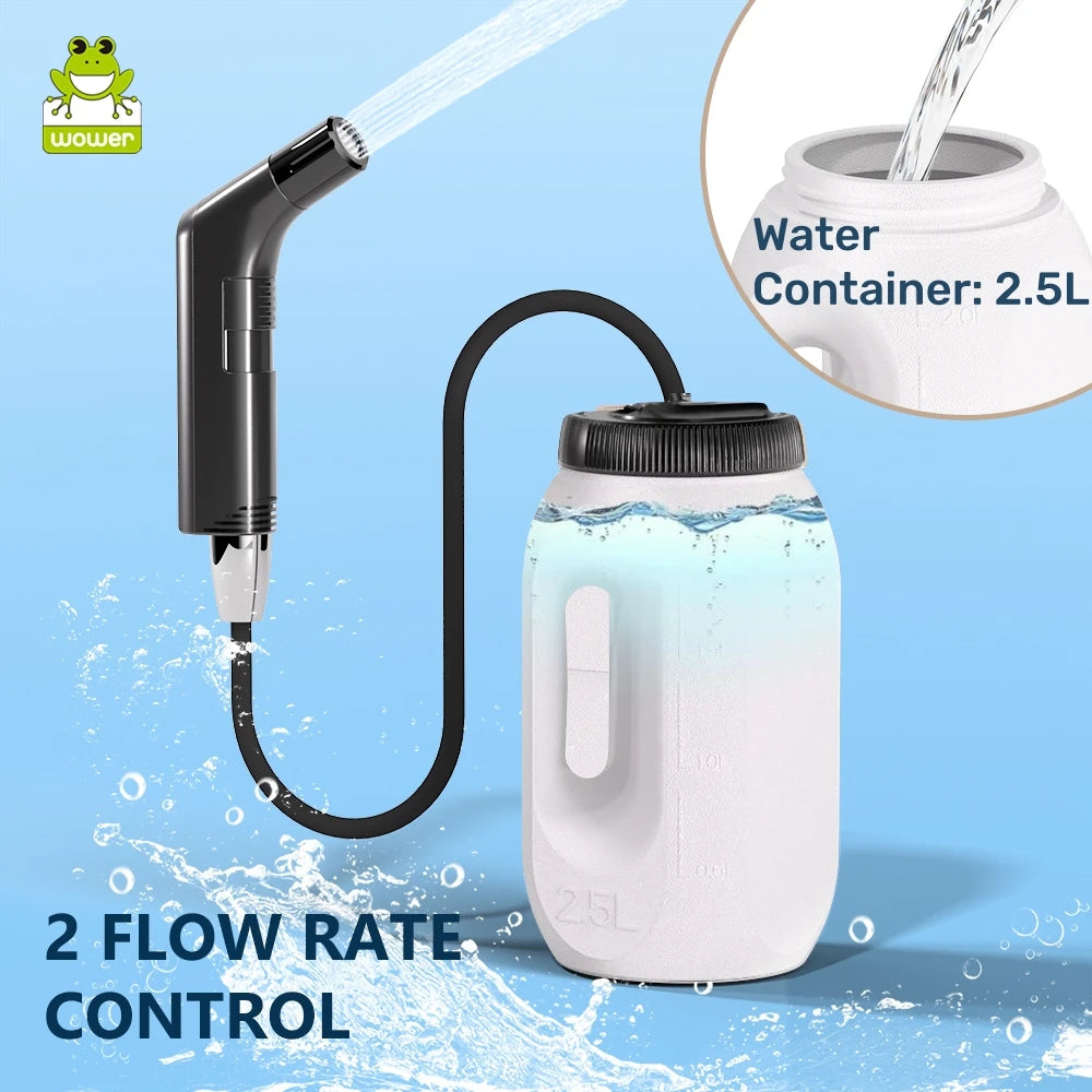 2.5L Portable Rechargeable Electric Bidet Sprayer – Handheld Shataf for Personal Hygiene, Travel & Camping