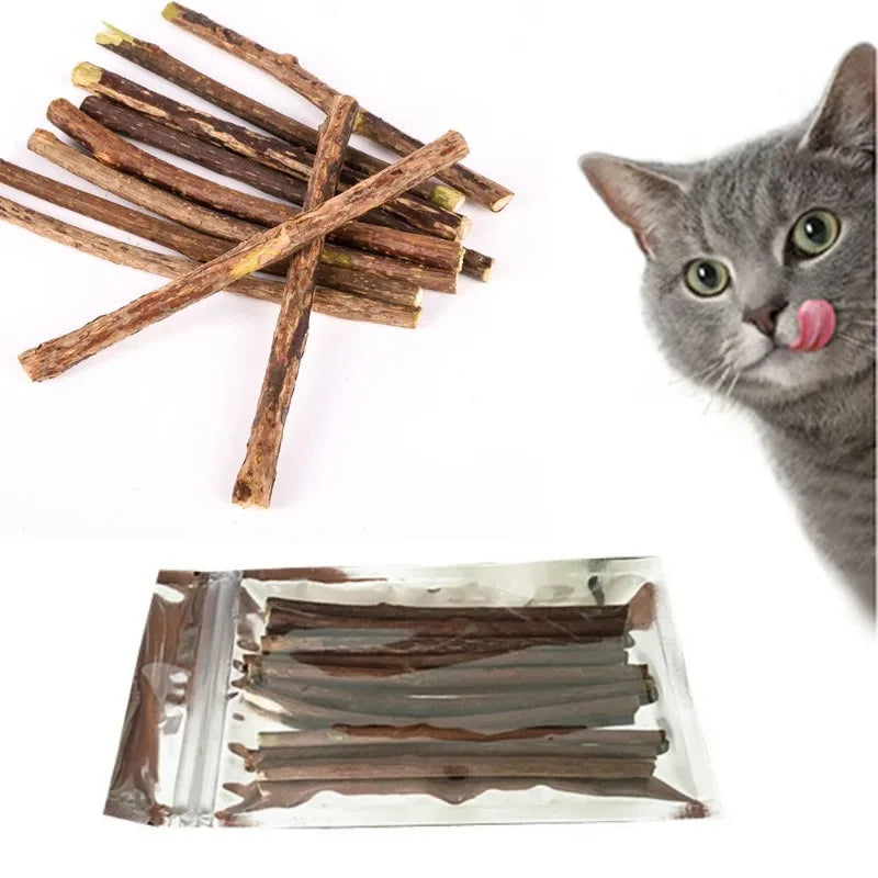 Natural Woodruff Cat Chew Sticks 20-Pack — Catnip-Like Dental Chew Toys for Kittens & Cats