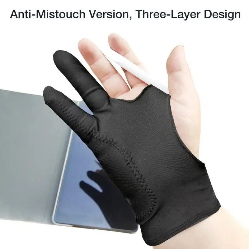 Digital Drawing Glove for Graphic Tablets – Breathable Anti-Smudge Artist Glove, Left & Right Hand, Black