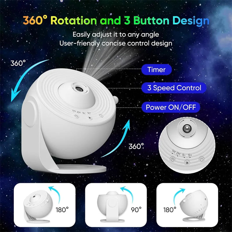 LED Galaxy Starry Sky Projector Night Light 360° Rotating Planetarium Lamp for Kids Room & Bedroom
