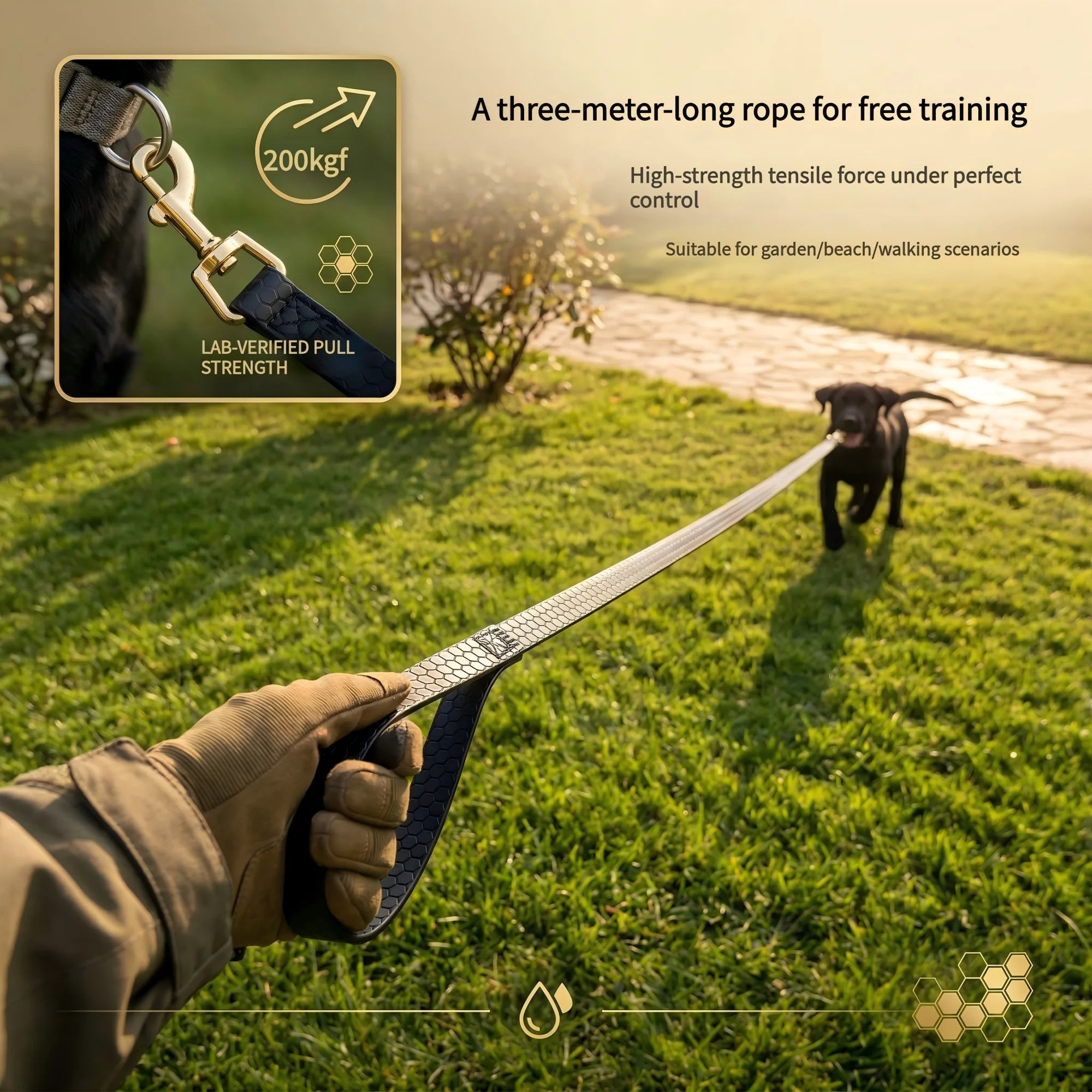 Long Waterproof PVC Dog Leash — 3m / 6m / 9m (10ft / 20ft / 30ft) Training & Walking Rope for Small, Medium & Large Dogs