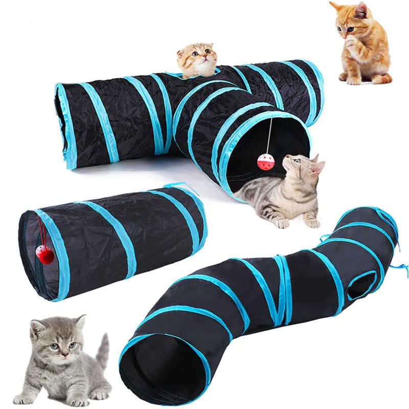 Foldable S-Shaped Cat Tunnel – Collapsible Play Tunnel for Cats, Rabbits & Small Pets, Interactive Crinkle Toy for Indoor Play