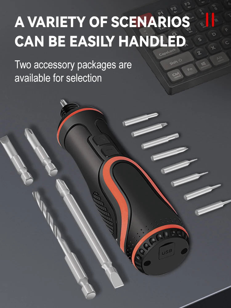 USB Rechargeable Cordless Electric Screwdriver Set with LED Light – Mini Power Tool for DIY & Home Repairs