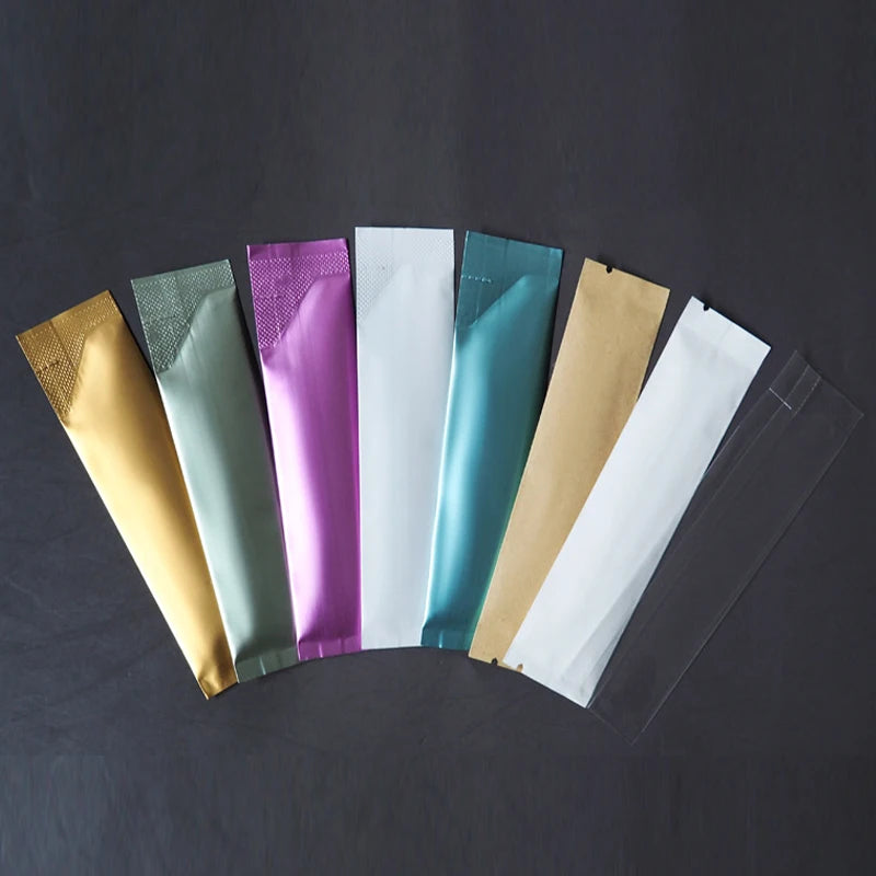 50-Pack Open Top Aluminum Foil Pouches Resealable Food Storage Bags for Coffee Tea Snacks Powder