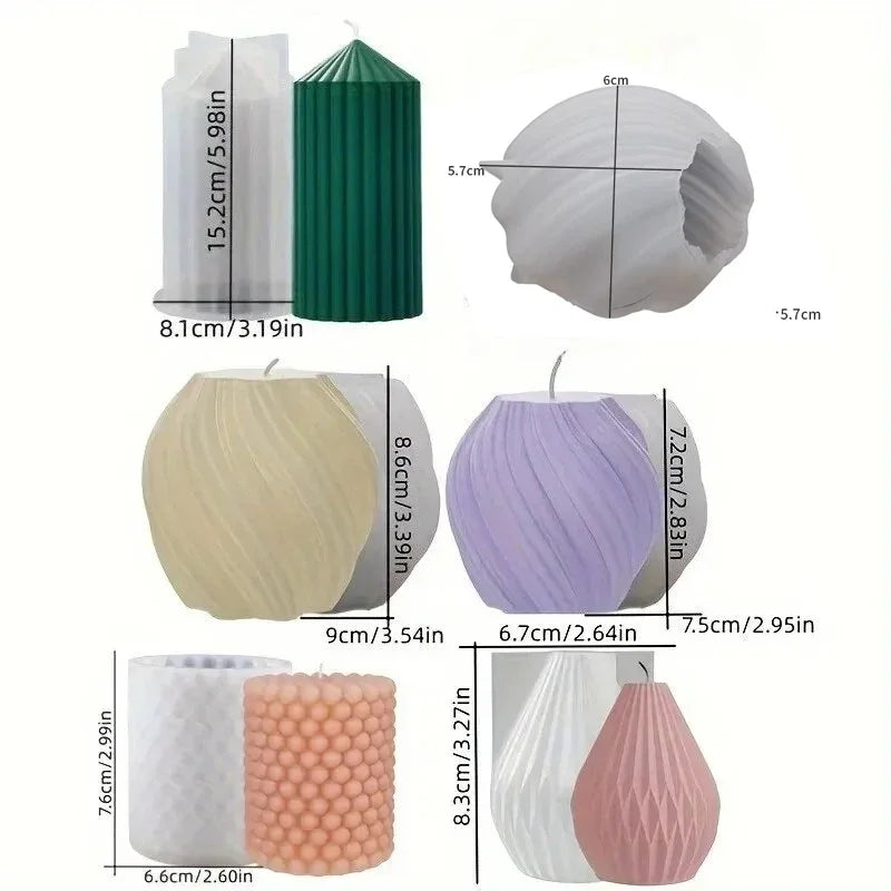 3D Spiral Striped Silicone Candle Mold - Irregular Shape for DIY Candles, Wax, Resin & Clay, 8 x 8 x 15 cm (3.15 x 3.15 x 5.91 in)