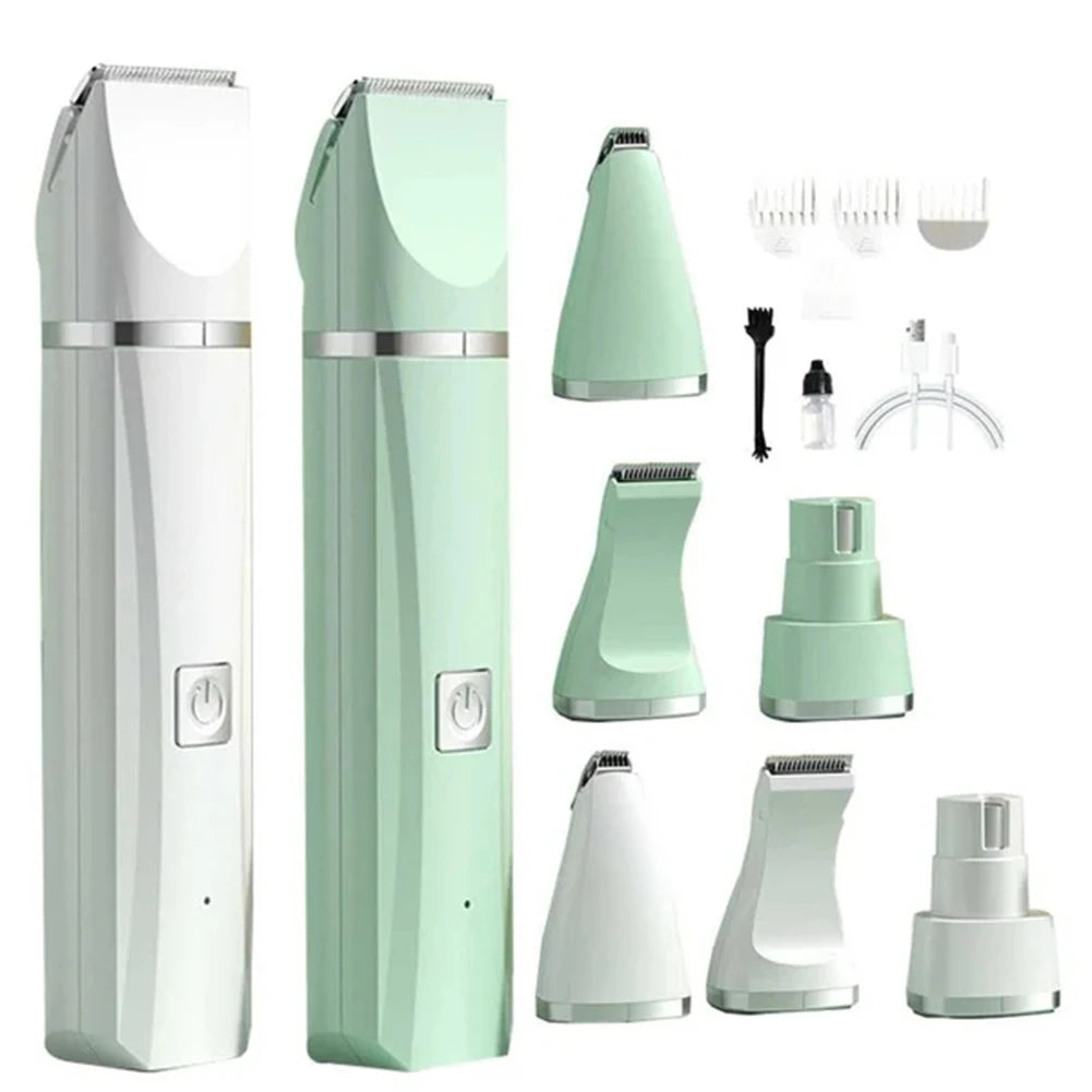 4-in-1 Waterproof Rechargeable Pet Grooming Kit — Cordless Dog & Cat Clippers with Nail Grinder & Detail Trimmer
