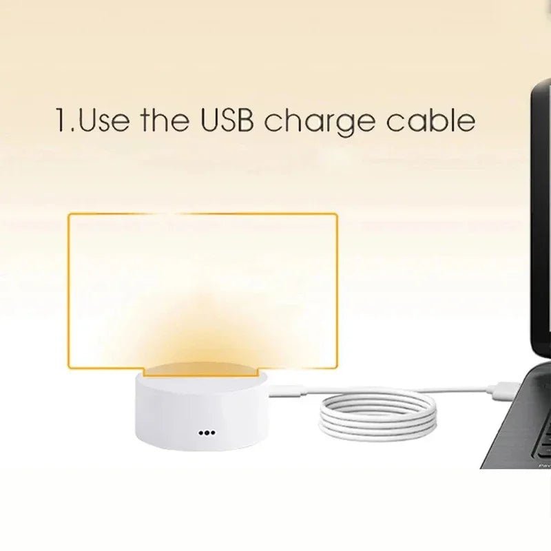 LED Acrylic Message Board with Pen — USB-Powered Erasable Glowing Drawing & Night Light for Kids