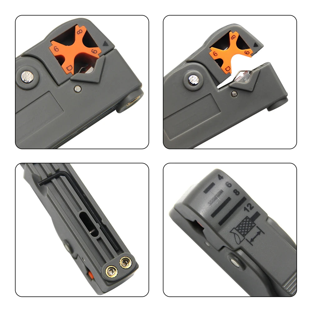Multifunctional Coaxial Cable Stripper Rotary Network Wire Stripper for RG58 RG59 RG6 3C-2V 5C