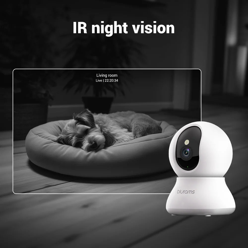 2K 360° Pet Camera for Home – Indoor Wi‑Fi PTZ Dog Camera with 2-Way Audio, Motion & Pet Detection, Night Vision