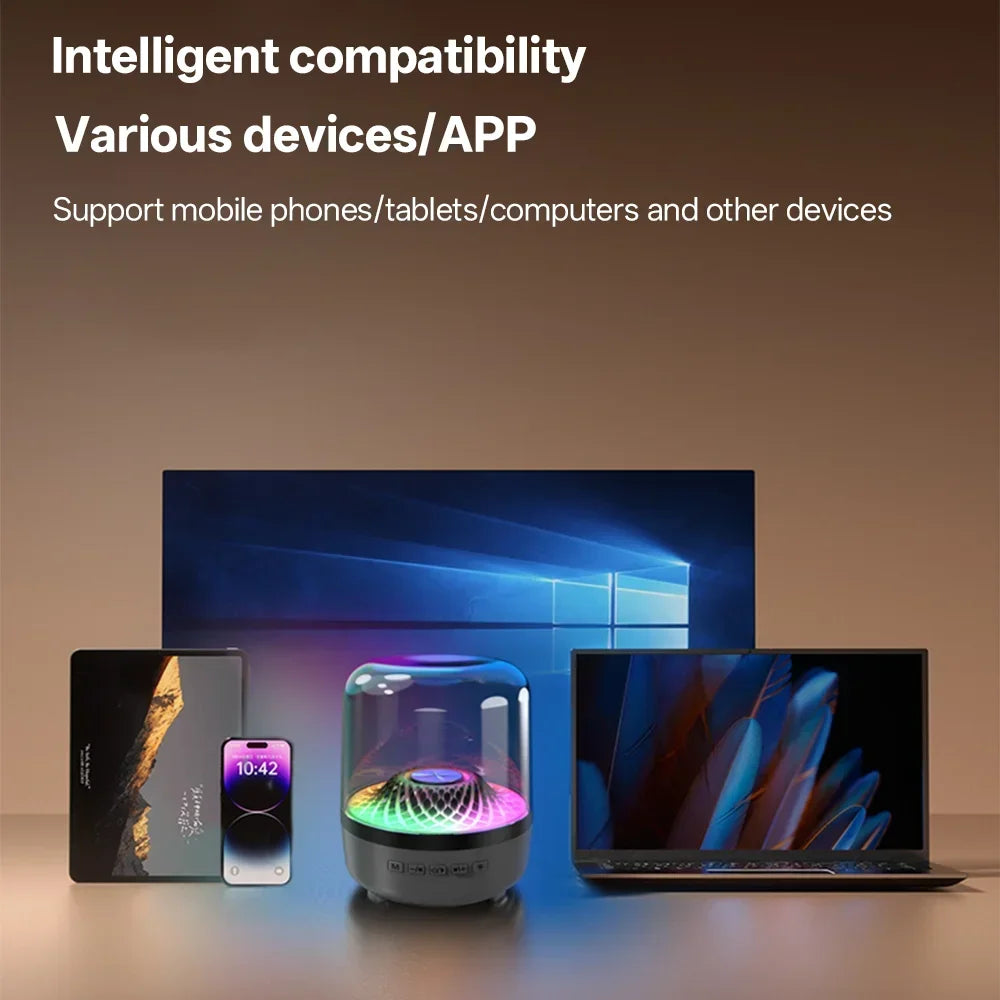 Portable Bluetooth 5.3 Speaker — Hi‑Fi Deep Bass with LED Ambient Light, USB/TF/AUX for Android & iOS