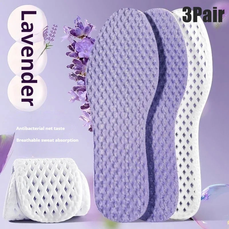 3-Pair Summer Cooling Insoles – Breathable Shock-Absorbing Sports Inserts, Fits EU 35–46