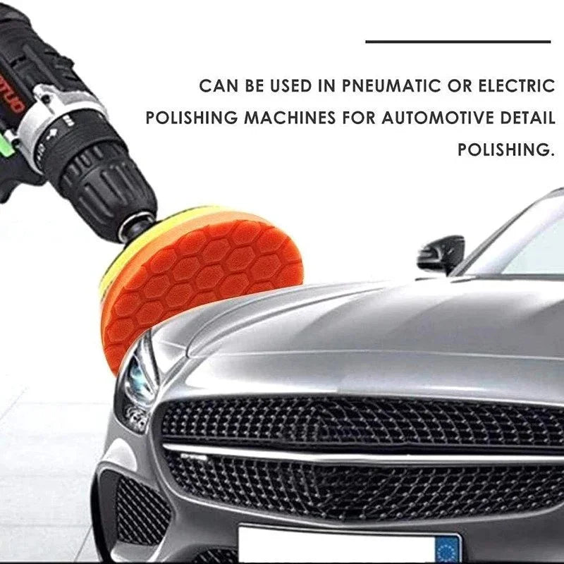 Car Polishing Pad Kit 5/6/7-Inch (12.7/15.2/17.8 cm) Self-Adhesive Buffing Pads 5-Pack Car Detailing Waxing Sponge