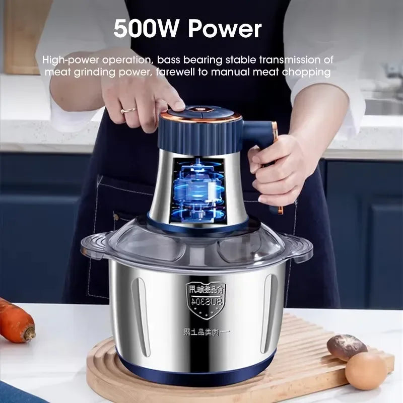 5L (1.3 gal) Stainless Steel Electric Meat Grinder - Multifunctional Food Processor with Slicer, Chopper & Blender