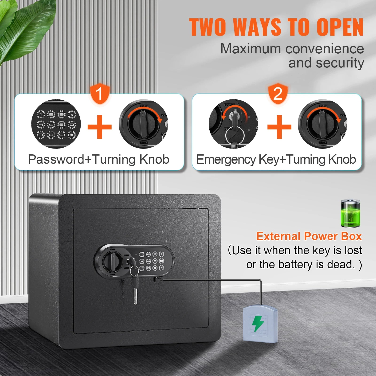Electronic Digital Home Safe 1.2 cu ft (34 L) - Keypad Lock with Override Keys for Jewelry, Cash & Documents