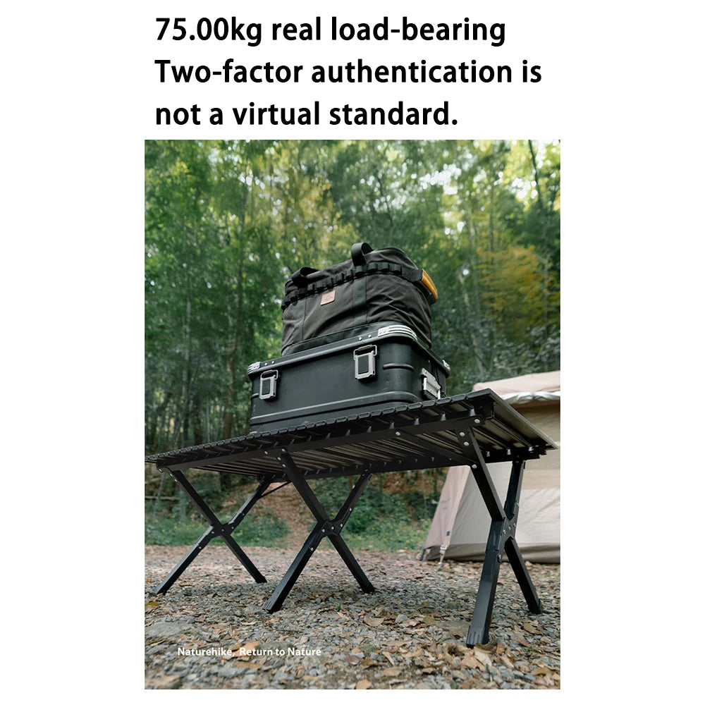 Portable Foldable Camping Picnic Table – Roll-Up Color Block Desktop, Carbon Steel Frame (Small/Medium/Large)