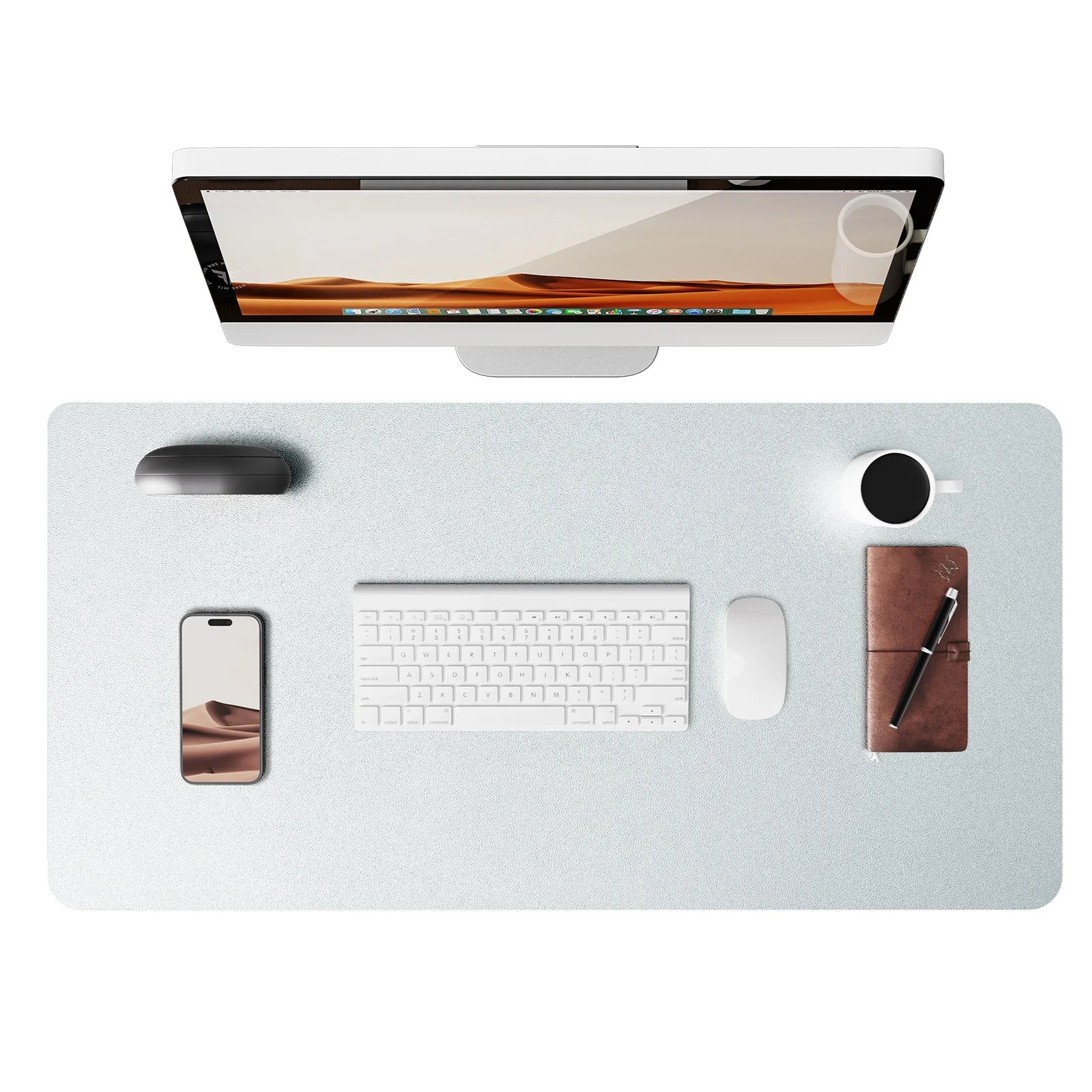 Large PU Leather Desk Pad - Non-Slip Waterproof Office Mouse Pad & Laptop Desk Mat