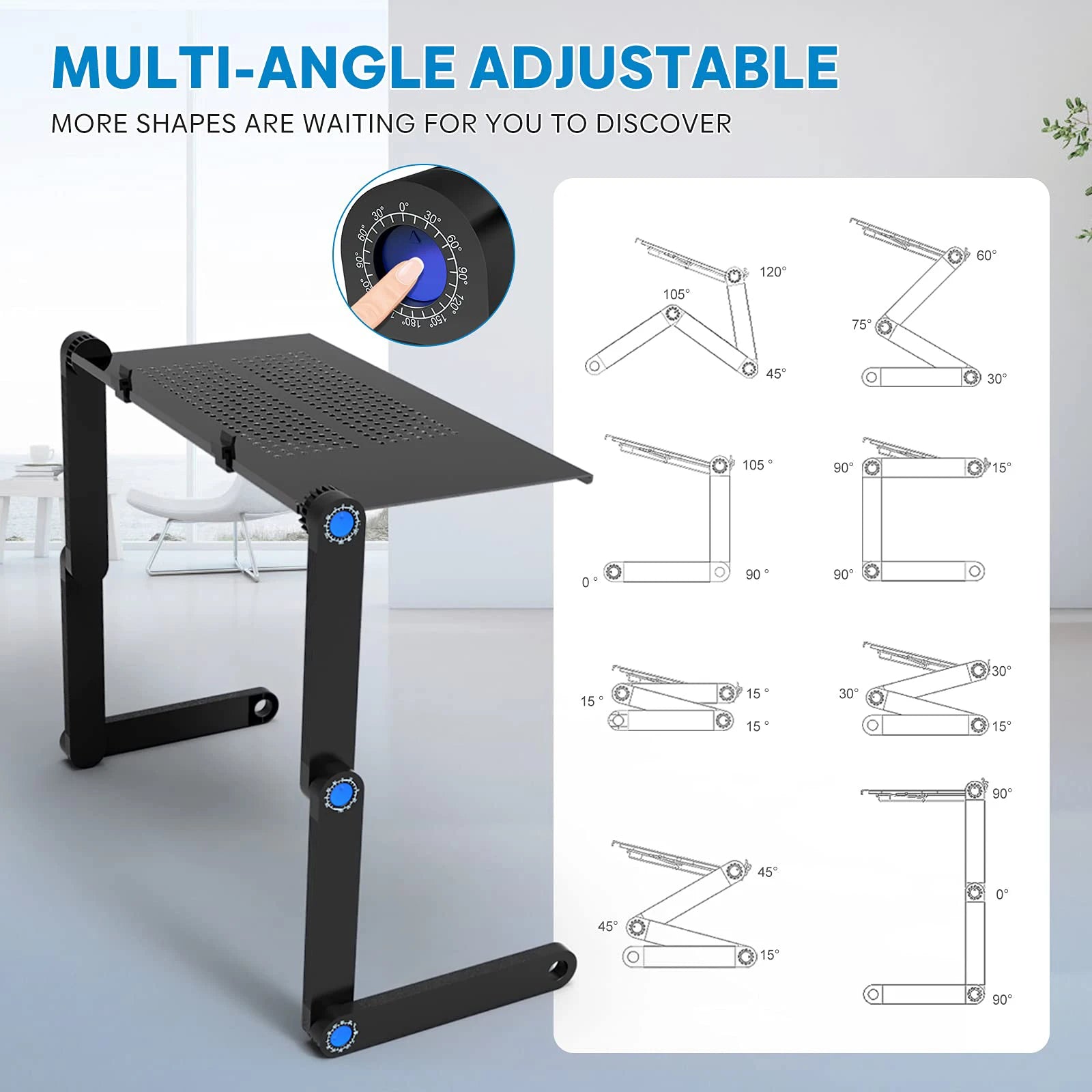 Adjustable Aluminum Laptop Stand & Lap Desk with Mouse Pad — Fits Up to 17-inch (43 cm) Laptops