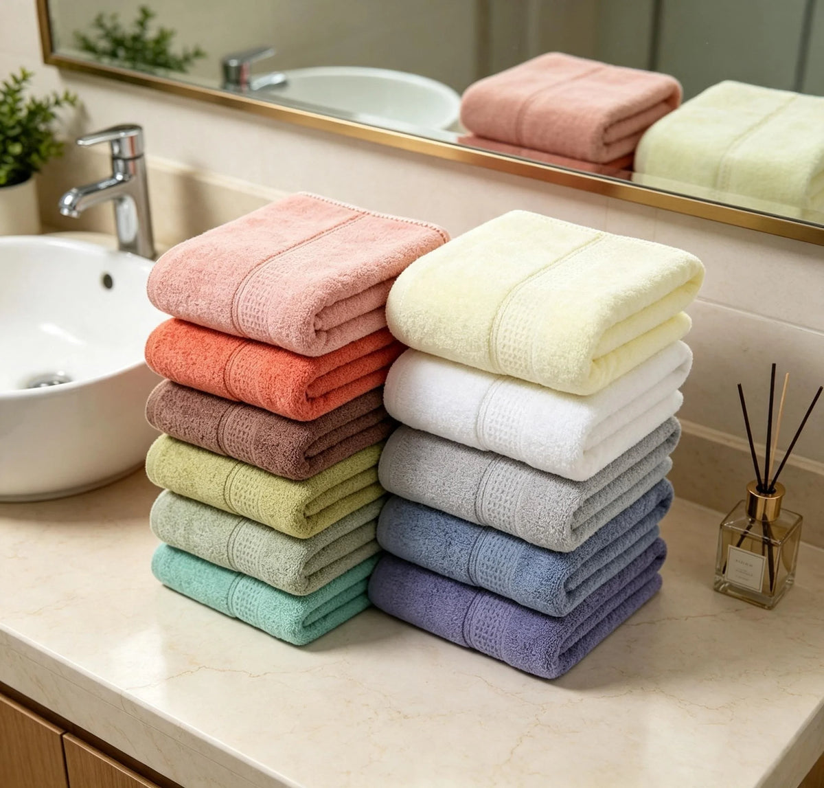100% Cotton White Hand Towels 35 x 70 cm (13.8 x 27.6 in) Thick Terry Bath Towels for Gym Travel Sport