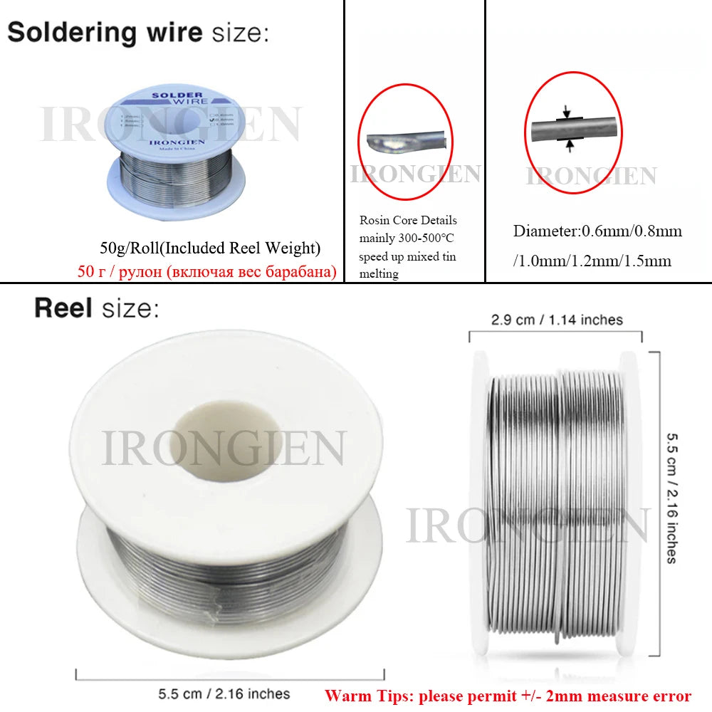 High-Purity Mixed Tin Rosin-Core Solder Wire, Dia 0.6–1.5mm (0.024–0.059 in), 8g / 50g Reel for Electrical Soldering