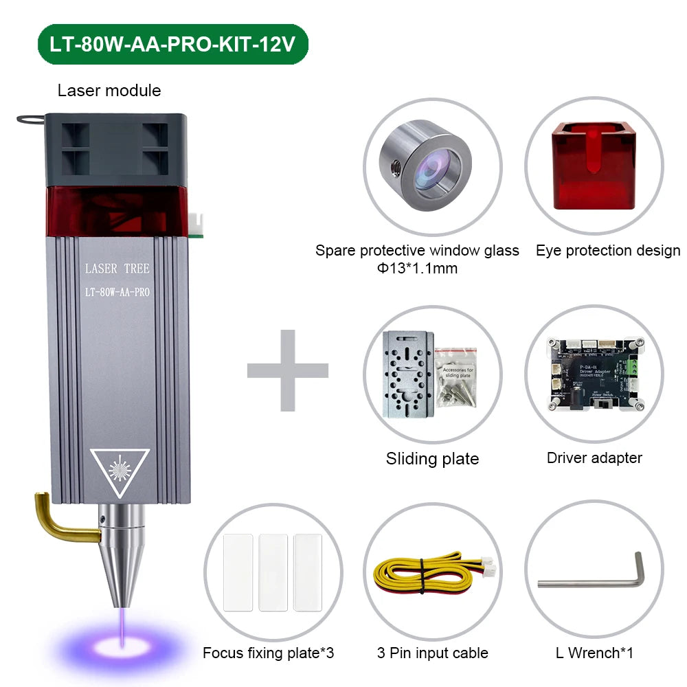 Air Assist TTL Laser Module 5W 10W 20W Laser Head for Engraving & Cutting Machines, Woodworking DIY