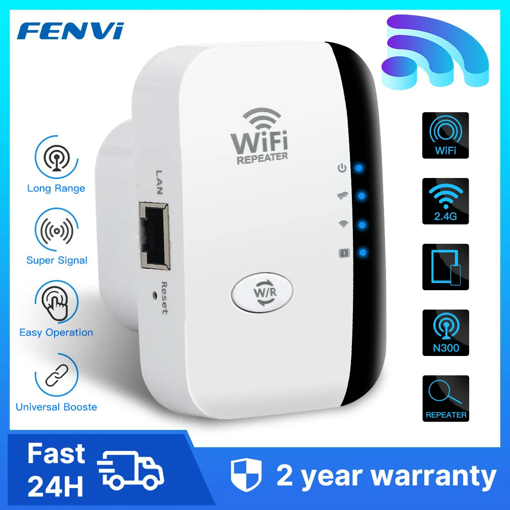 300Mbps WiFi Repeater Extender 2.4GHz 802.11n Wireless Range Booster with WPS and Ethernet Port