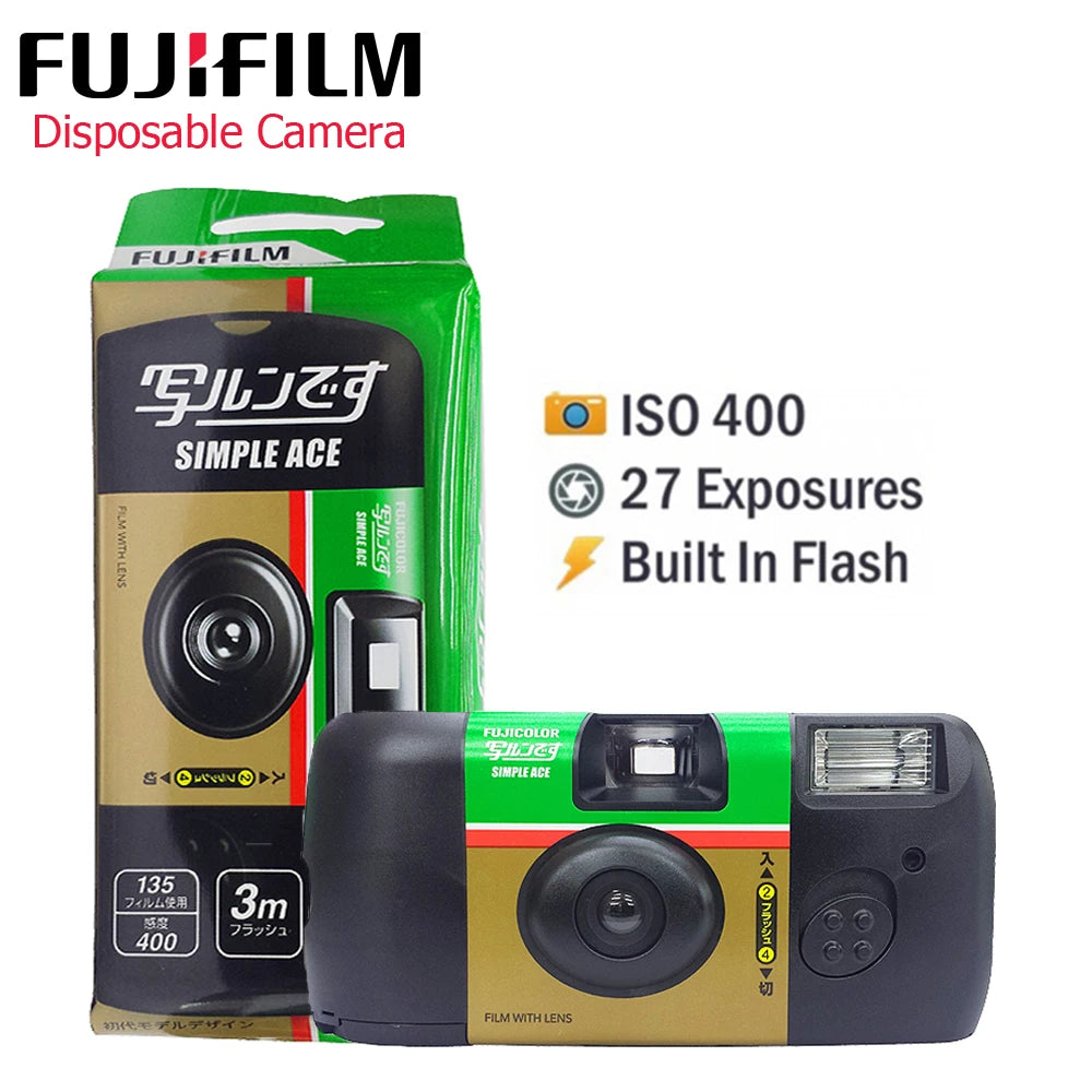 1-5 Pack Disposable 35mm Film Camera ISO 400, Single-Use with Built-In Flash, 27 Exposures