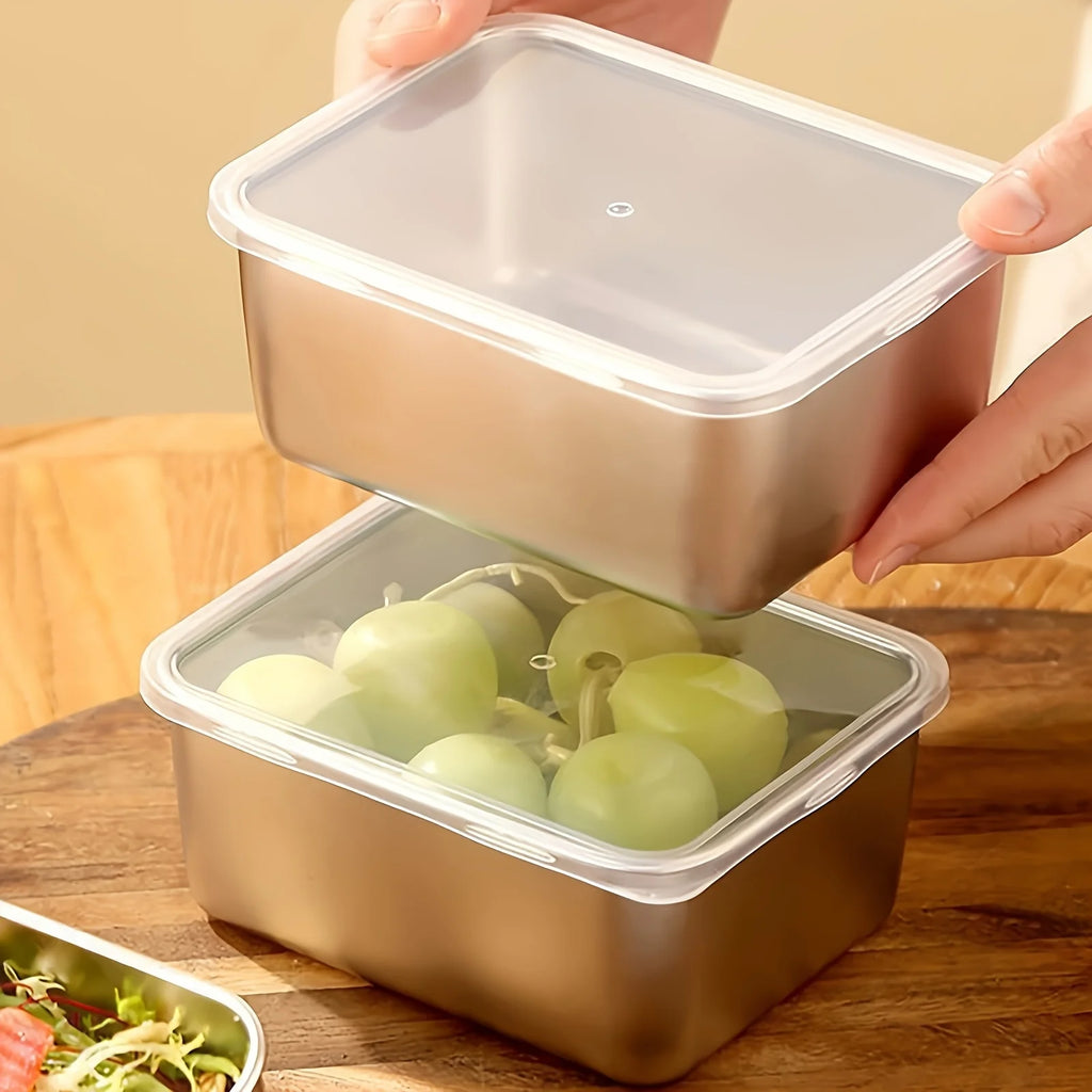 6-Piece Stainless Steel Food Storage Containers Set - Leakproof Stackable Reusable Meal Prep Containers for Camping, Picnics & School