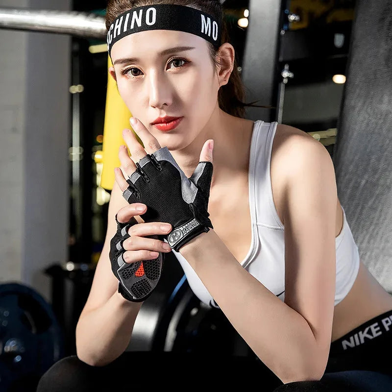Fingerless Gym Gloves for Men & Women – Anti-Slip Breathable Workout Gloves for Cycling & Weightlifting