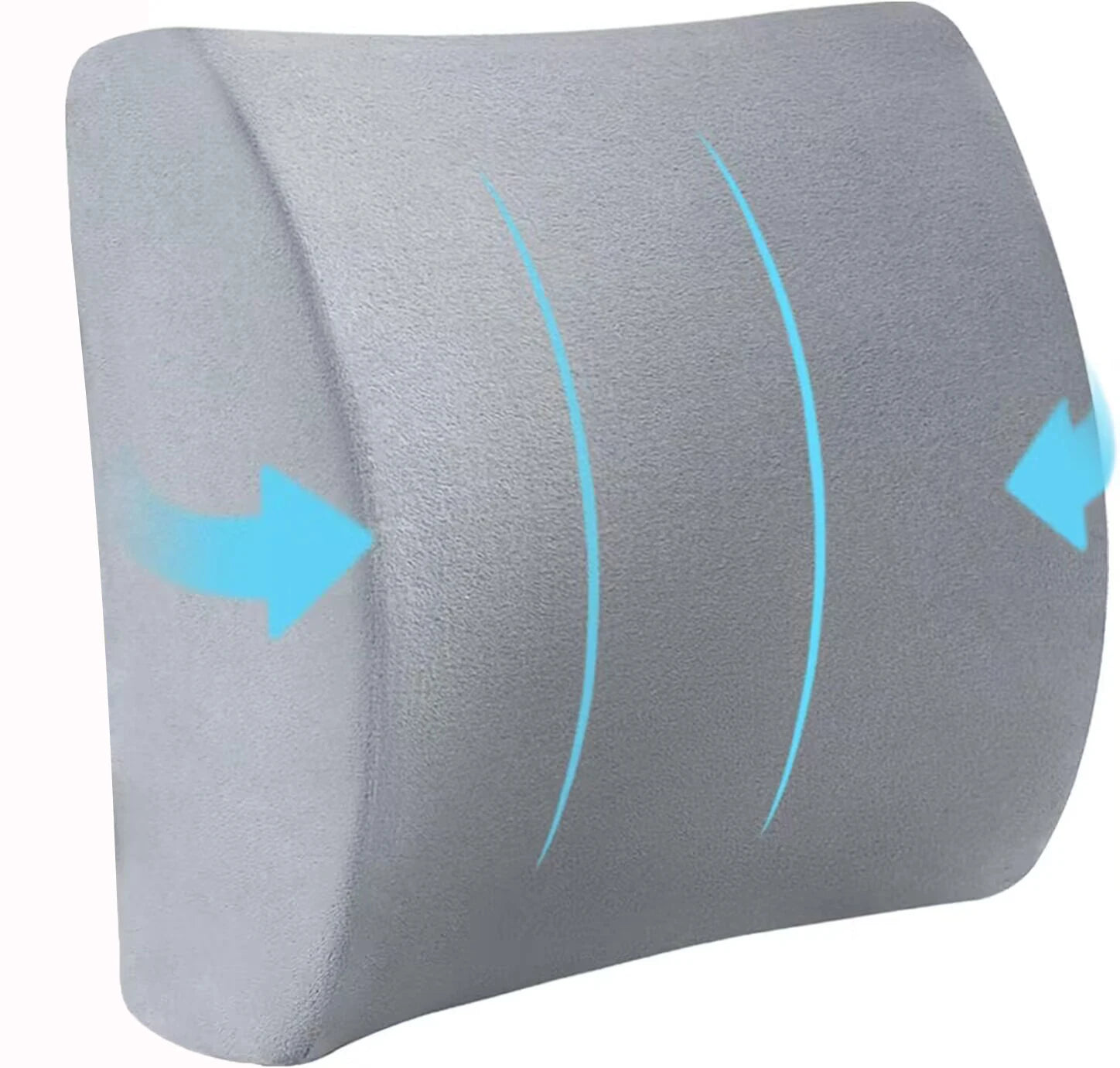 Memory Foam Lumbar Support Cushion for Office, Car & Student Chairs, Breathable Removable Cover (Blue)