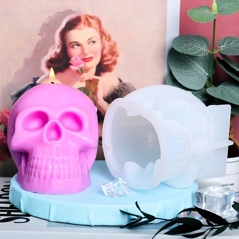 3D Skull Silicone Mold for Candle & Soap Making – DIY Halloween Plaster & Epoxy Craft Casting Mold