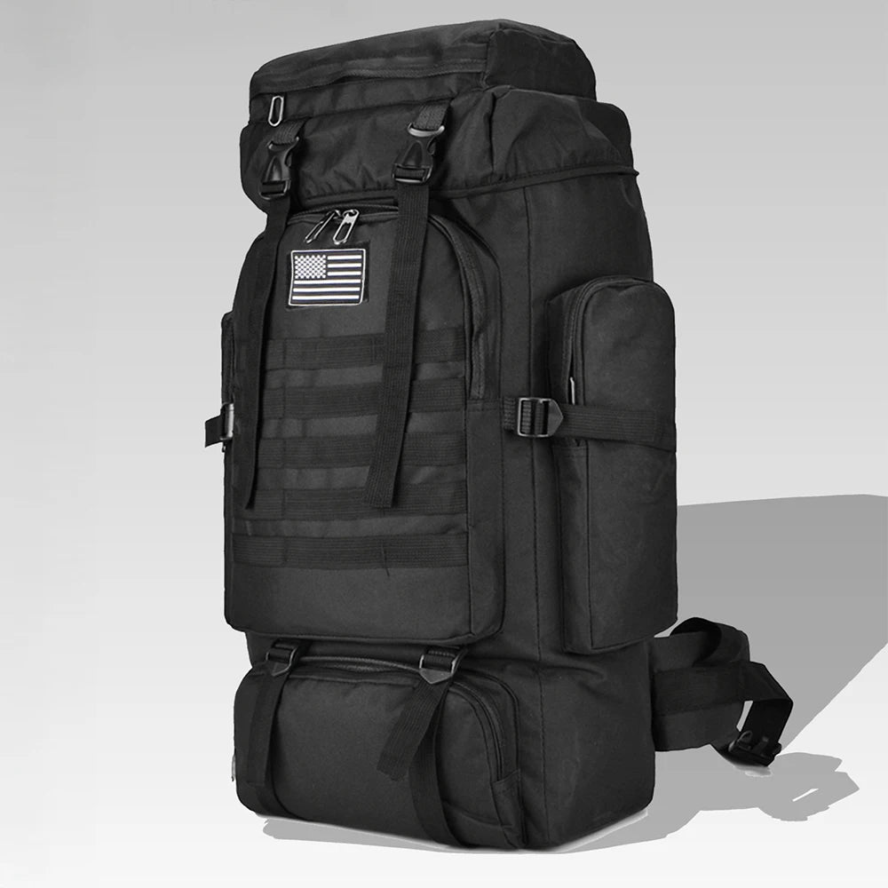 Tactical Mountaineering Backpack 80L / 100L (≈21 / 26 US gal) – Large Hiking, Camping & Travel Rucksack with Molle, Oxford Polyester
