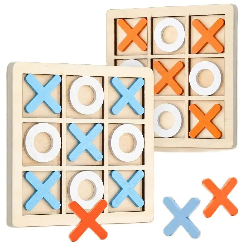 Montessori Wooden Tic-Tac-Toe (XO) Puzzle Board 9.8×9.8 cm (3.9×3.9 in) – Educational Brain Training Toy for Kids