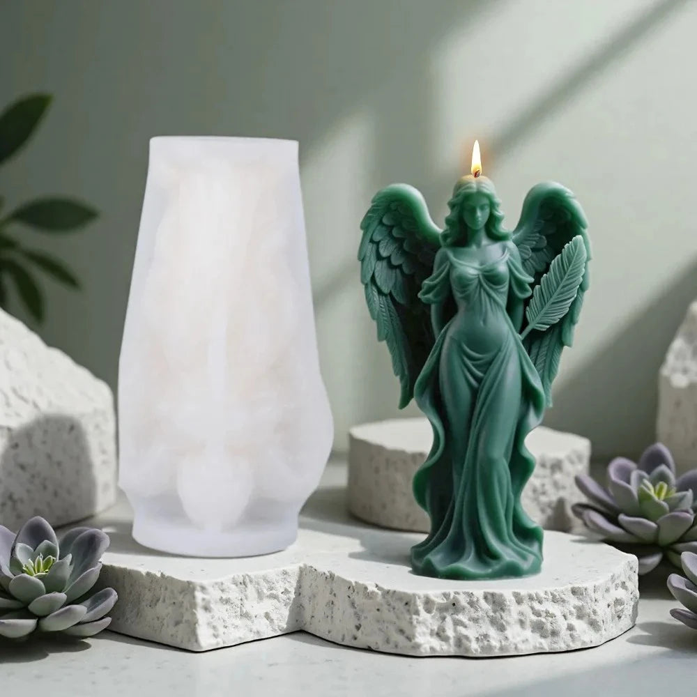 Angel Wings Silicone Candle Mold – Goddess Angel Sculpture Mold for DIY Scented Candles, Resin & Plaster