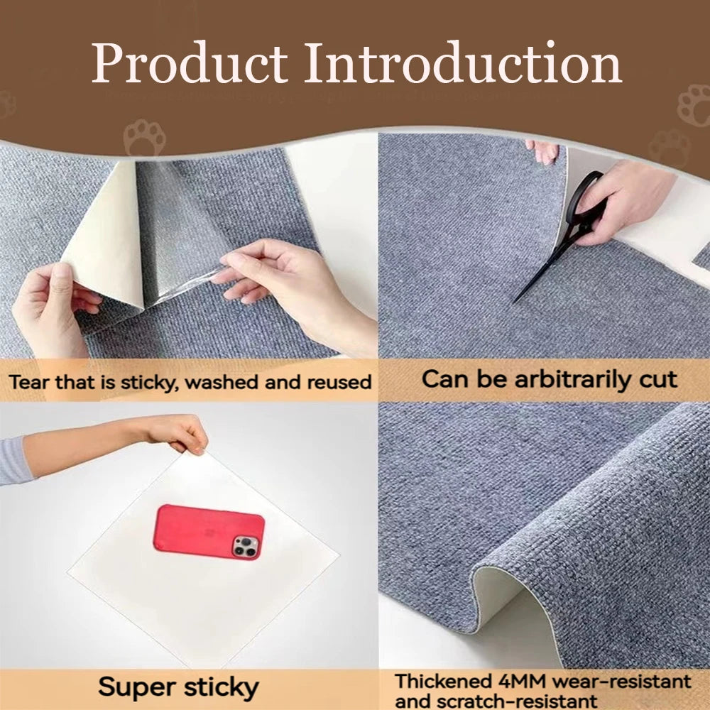 Trimmable Self-Adhesive Cat Scratching Mat – Carpet Sofa & Corner Furniture Protector