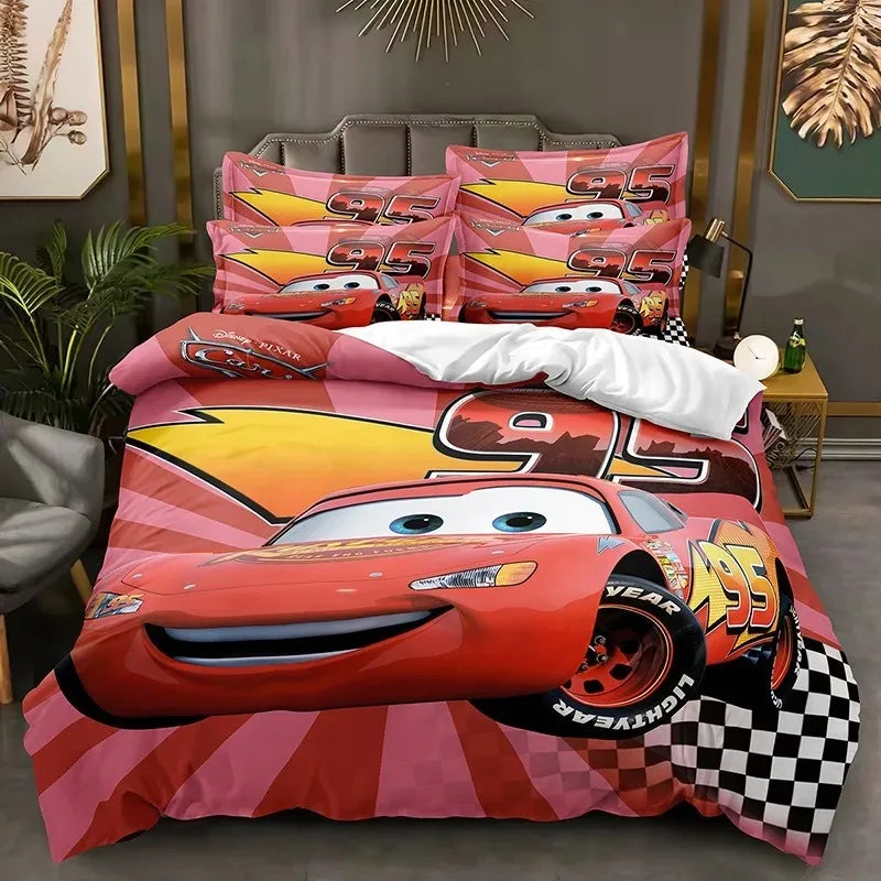 3-Piece Kids Cartoon Cars Duvet Cover Set - Race Car Bedding for Boys, Multiple Sizes 1.35-2.0 m (4.5-6.6 ft)