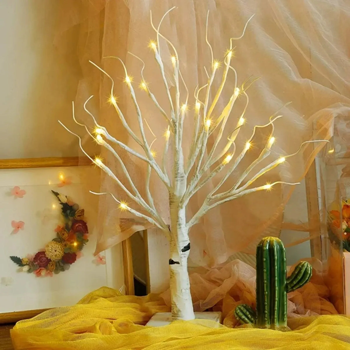24-LED Birch Tree Light with Adjustable Branches – Battery-Powered LED Tree Lamp for Bedroom, Party, Outdoor & Christmas Decor