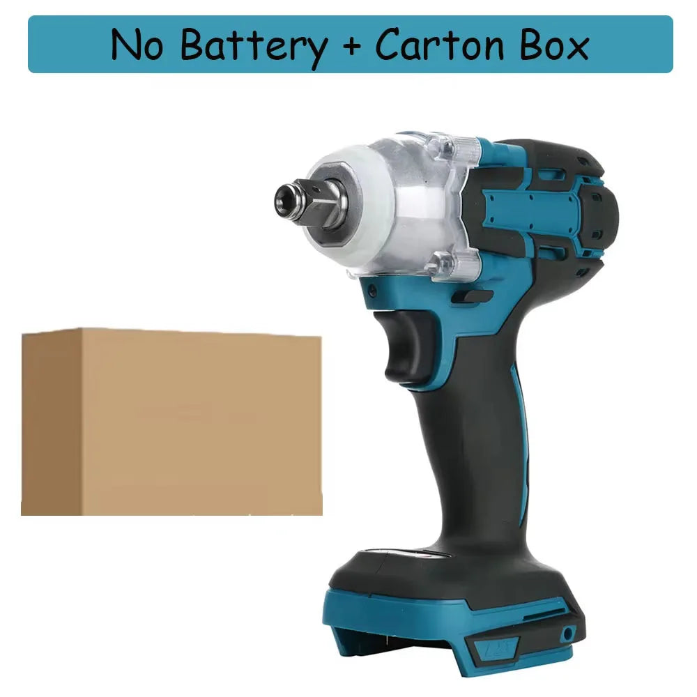 Brushless Cordless Impact Wrench 1/2 in (12.7 mm) Drive — 520 N·m Torque, 18V Battery Compatible Power Wrench with Toolbox