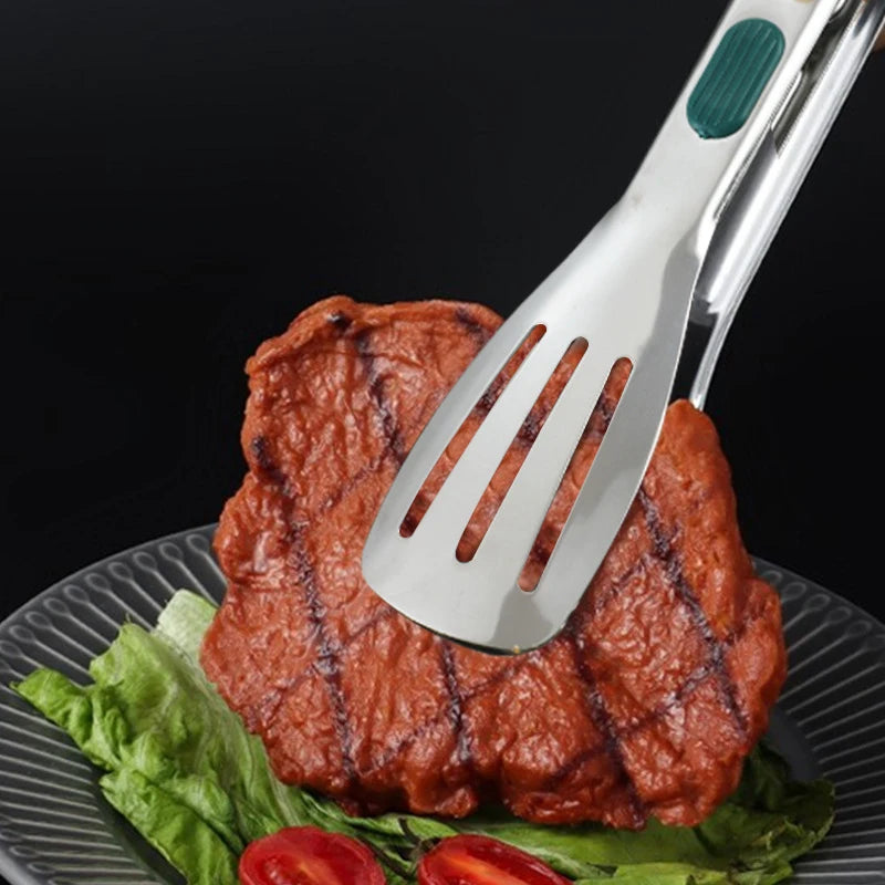 Non-Slip Stainless Steel Serving Tongs — 3 Lengths (6.9/9.3/11.2 in | 17.5/23.5/28.5 cm) for BBQ, Salad, Bread & Buffet