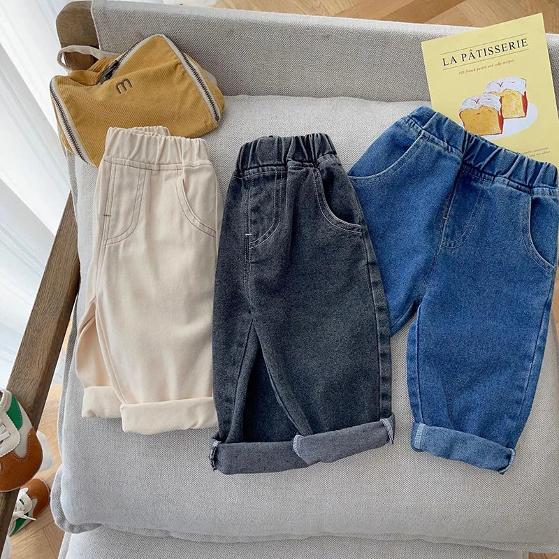 Toddler Straight Denim Jeans for Boys & Girls 9M–5T Elastic Waist Casual Spring Autumn - 3 Colors